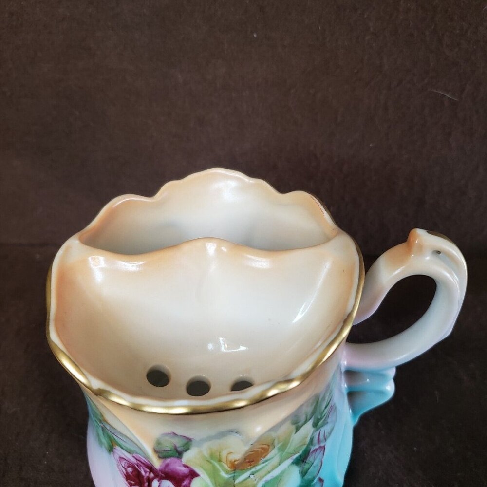 Vintage Antique Mustache Cup Brandenburg Roses Germany - Picture 8 of 15